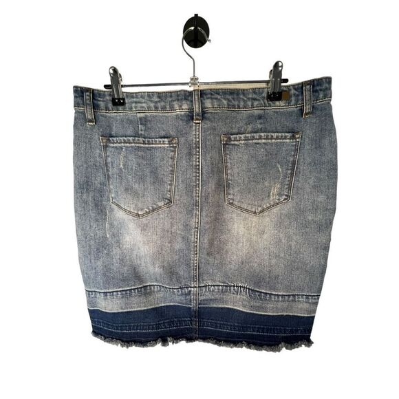 KUT From The Kloth Dyed Frayed Denim Distressed Rosie Pencil Skirt - Picture 4 of 6